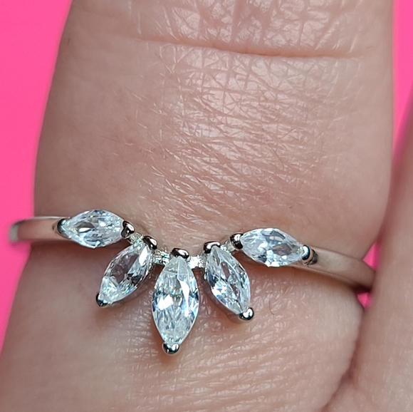 925 Sterling Silver Crown Ring Enhancer Marquise - Picture 5 of 16